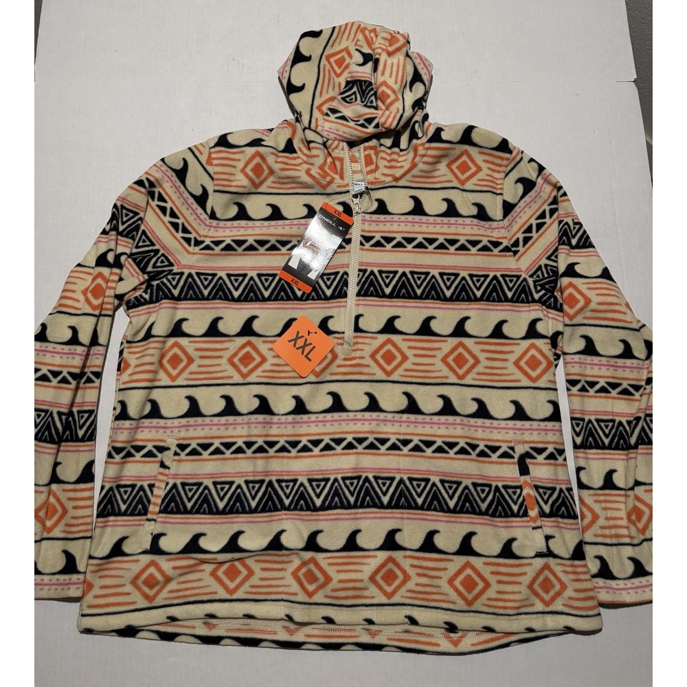 O'neill beige fleece 1/2 zip hoodie, unique, women's xxl sweatshirt nwt